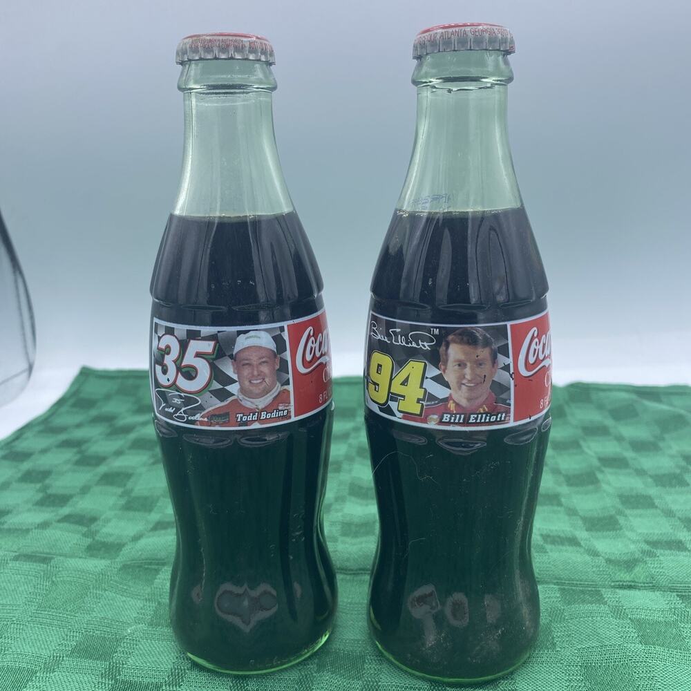 Lot Of 2-Coca-Cola Racing Family Collectible Full Bottles Bodine #35 Elliott#94